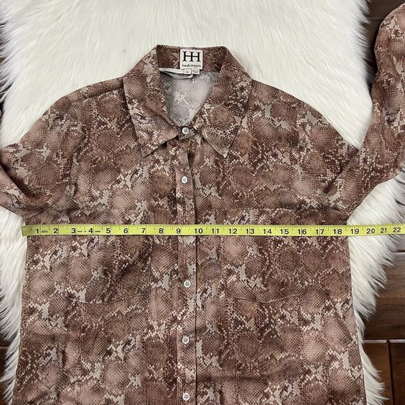 Haute Hippie Women's Size Small Brown Snake Print Silk Shirt Blouse Top - Picture 6 of 10